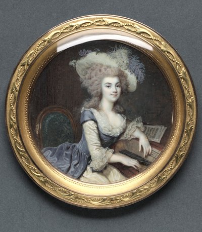 Portræt af en kvinde ved en cembalo, ca. 1788. af Francois Dumont