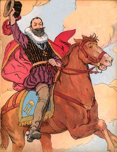 Kong Henrik IV (1553-1610) (konge af Frankrig Henri IV) Illustration af Francois Edouard Zier (1856-1924) i Our-glories-nationales”” 1920 af Francois Edouard Zier