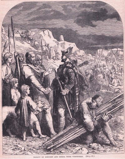 Traktat mellem Hengist og Horsa med Vortigern AD 600 af Francois Edouard Zier