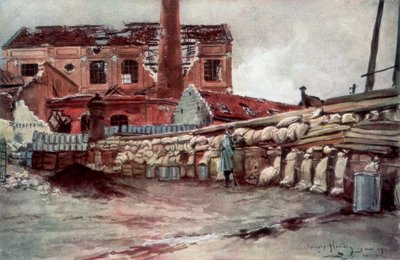 Fabriksbarrikaden, Soissons, Frankrig, 20. maj 1915, 1926. af Francois Flameng