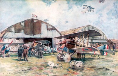 French Fighter Squadron Aerodrome, 1918, 1926. af Francois Flameng