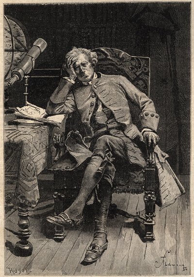 Guy Mannering - illustration fra det 19. århundrede til Walter Scotts roman "Guy Mannering or The Astrologer" (1771-1832) gravering efter Flameng af Francois Flameng