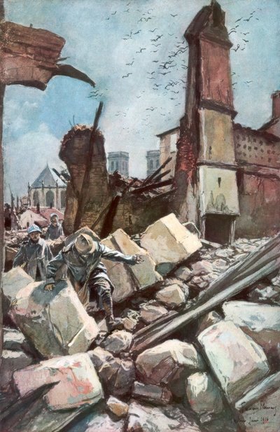 På de gamle mure i Verdun, Frankrig, juni 1916, 1926. af Francois Flameng