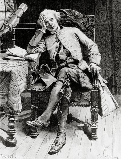 Portræt af Guy Mannering, hovedpersonen i Guy Mannering eller Astrolog, roman af Walter Scott (1771-1832), gravering efter tegning af Francois Flameng (1856-1923), fra parisisk udgave af Francois Flameng