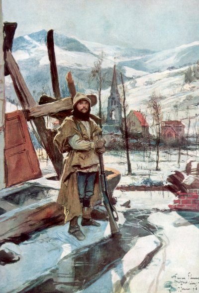 Stående Vagt nær Metzeral, Alsace, januar 1916, 1926. af Francois Flameng