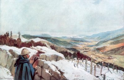 Skyttegrave med udsigt over Munster-dalen med Rhinen i det fjerne, januar 1916, 1926. af Francois Flameng