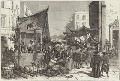 En gade i Napoli (gravering) af Francois Fortune Antoine (after) Ferogio
