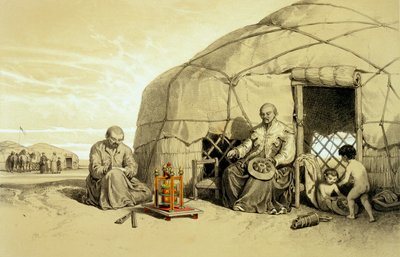 Kalmuks with a Prayer Wheel, Sibirien, illustration fra 