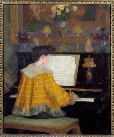 Ung pige ved klaveret Maleri af Francois Gauzi (1862-1933) 1904 Toulouse, musee des Augustins - Ung kvinde ved klaveret. Maleri af Francois Gauzi (1862-1933) af Francois Gauzi