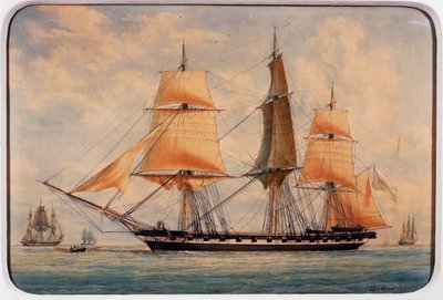 Korvetten La Favorita, akvarel af Francois Roux (1811-1882), Frankrig af Francois Geoffroy Roux
