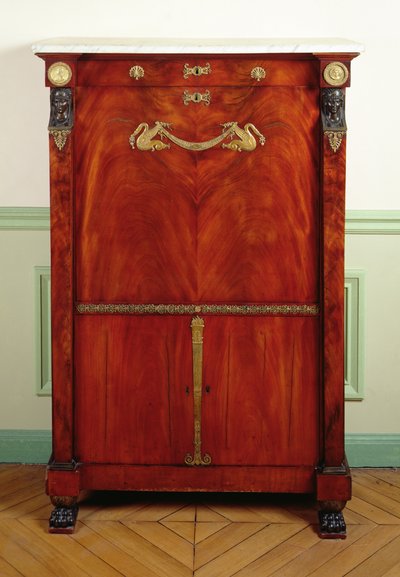 Skrivebord med låg (guld, mahogni, marmor og bronze) af Francois H. G. attr. to Jacob Desmalter
