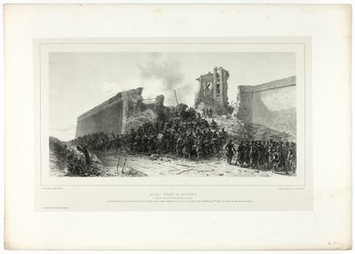 Angreb på bastion nr. 8, fra Souvenirs of Italy: Rome Expedition af Francois Hippolyte Lalaisse