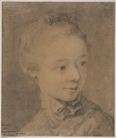 Hoved af en ung pige, der drejer mod højre, 1758. af Francois Hubert Drouais