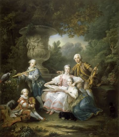 Louis II du Bouchet de Sourches med sin familie af Francois Hubert Drouais