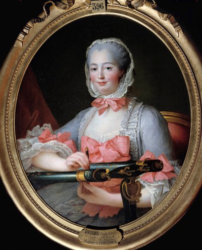 Portræt af Jeanne Antoinette Poisson, Marquise af Pompadour (kendt som Madame de Pompadour af Francois Hubert Drouais