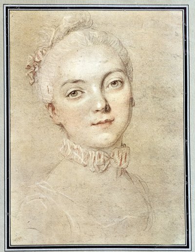 Portræt af Jeanne Becu, grevinde (eller madame) af Barry (1743-1793) - tegning af François Drouais af Francois Hubert Drouais