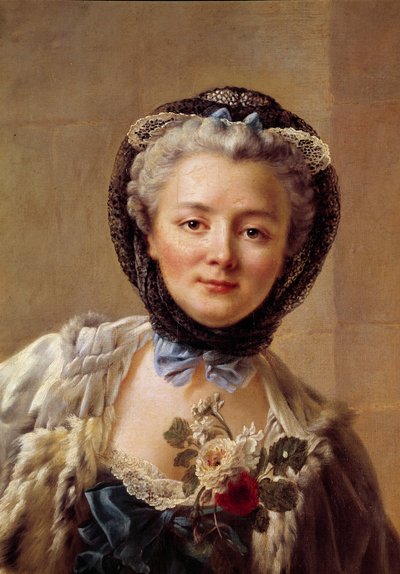 Portræt af Madame Drouais, født Anne Francoise Dore (1732-1815), malerens hustru. Maleri af Francois Hubert Drouais (1727-1775) af Francois Hubert Drouais