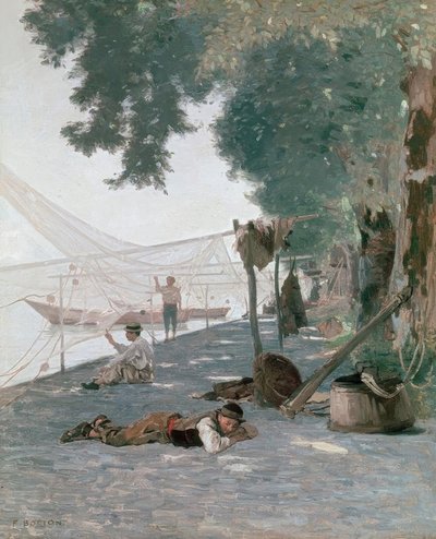 Net og fiskere af Francois Louis David Bocion