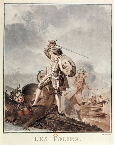 Figaro i kamp med en harpe, ca. 1786 (akvatint) af Francois Louis Joseph Watteau