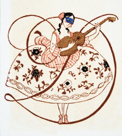 Bogstav D, fra Personages de Comedie, pub. 1922 (stenciltryk) af Francois Louis Schmied