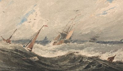 Både på et stormfuldt hav af Francois Louis Thomas Francia