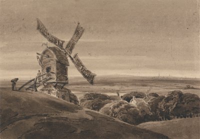 Landskab med en vindmølle af Francois Louis Thomas Francia
