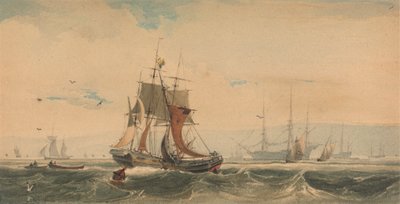 Forsendelse på Medway, Kent af Francois Louis Thomas Francia