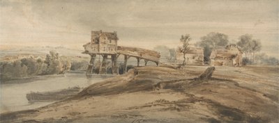 Vandmøllen over broen ved Charenton, efter et maleri af Thomas Girtin (1775-1802) (wc over grafit på papir) af Francois Louis Thomas Francia