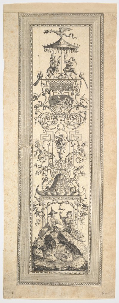 Kinesisk kiosk, fra First cayer of panels, friser and arabesque subjects, 1788. af Francois Marie Isidore Queverdo