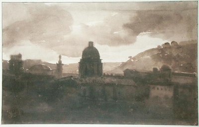 Udsigt over Rom fra Santa Trinita dei Monti (blækvask på papir) af Francois Marius Granet
