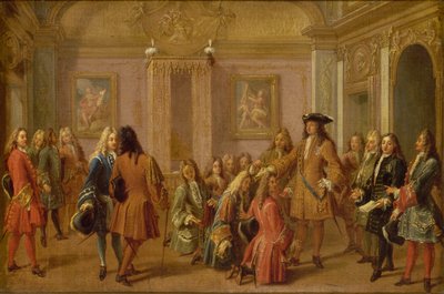 Den første promovering af ridderne af Saint Louis af Louis XIV, Versailles 8. maj 1693, 1710. af Francois Marot