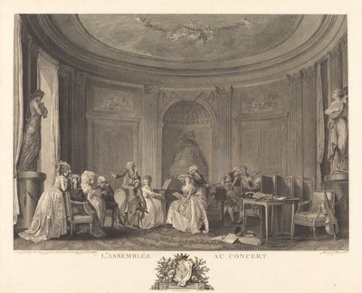 Forsamlingen ved koncerten af Francois Nicolas Barthelemy Dequevauviller after Nicolas Lavreince