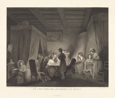 Sengetiden for arbejdere i tilstande af Francois Nicolas Barthelemy Dequevauviller after Nicolas Lavreince