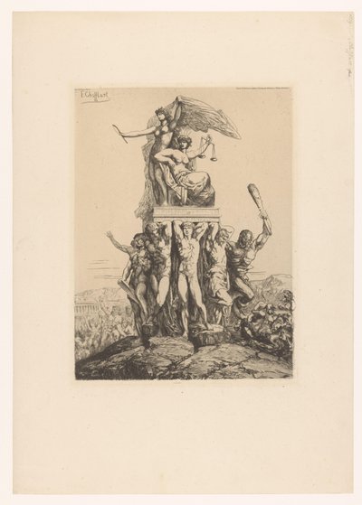 Allegorisk fremstilling med Justitia og sandheden Le Triomphe de la Justice et de la Verite af Francois Nicolas Chifflart