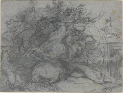 Undersøgelse til "Surprise" (Battle of the Tigers) af Francois Nicolas Chifflart