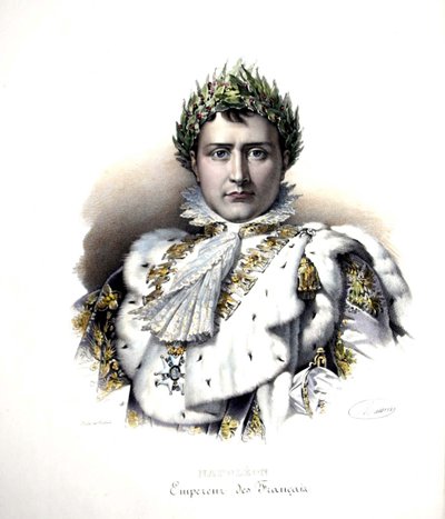 Napoleon 1. (1769-1821) på tidspunktet for hans kroning i 1804 (kobberstik) af Francois Pascal Simon (after) Gerard