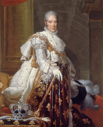Kaarle X:n muotokuva pyhässä puvussa, n. 1825 (öljy kankaalle) af Francois Pascal Simon (studio of) Gerard