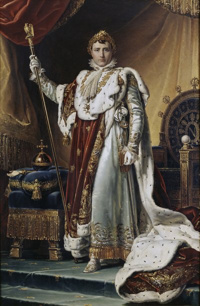 Portræt af kejser Napoléon I Bonaparte 1769-1821 i hans kroningsklæder, ca 1804 af Francois Pascal Simon Gerard