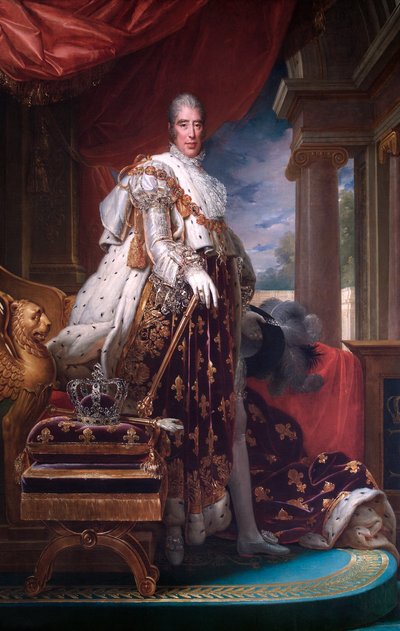 Portræt af kong Charles X af Frankrig i hans kroningsdragter, c1824. af Francois Pascal Simon Gerard