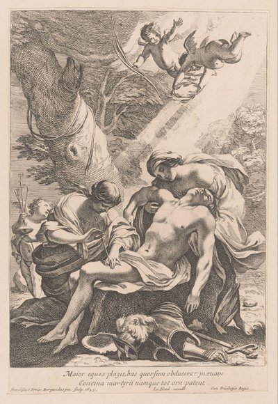 Martelaarschap van de heilige Sebastiaan Den større ridder skal dække med slagene (...) (titel på objektet) af Francois Perrier