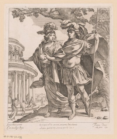 Minerva viser Ludvig XIII herlighedens tempel Quisquis ad hoc sacium (...) (titel på objekt) af Francois Perrier