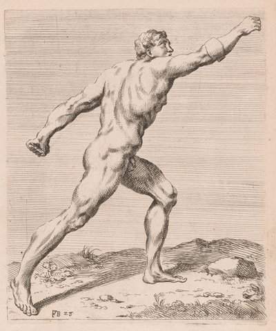 Borghese Gladiator, set fra siden, drejet til højre [plade 28] af Francois Perrier