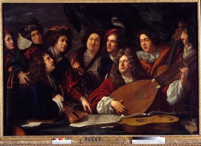 Møde af musikere Maleri af Francois Puget (1651-1707) 1688 Søn. 1,47x2,12 m af Francois Puget