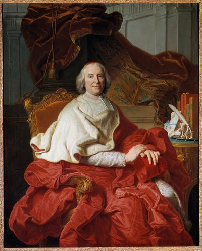 Portræt af Andre Hercule (1653-1743), kardinal af Fleury, prælat og politiker Maleri af Francois Stiemart (1680-1740), efter Hyacinthe Rigaud (1659-1743) 1700-tallet søn. 1,6x1,29 m - Portræt af Andre Hercule (1653-1743), kardinal Fleury prælat og af Francois Stiemart