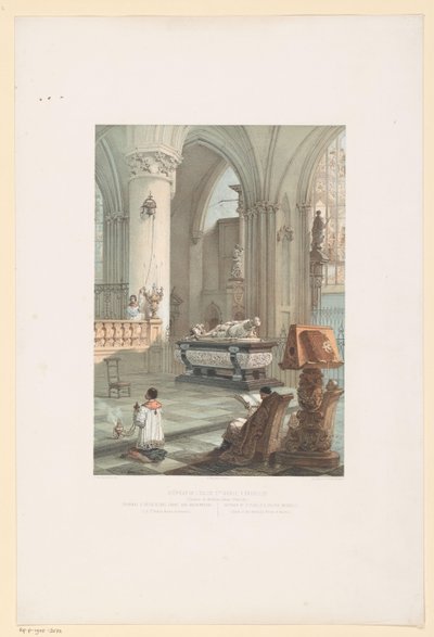 Interiør af Sint-Michiel-en-Sint-Goedelekathedraal i Bruxelles med graven til Ernst van Oosternijk Interiør af kirken St. Gudule, i Bruxelles (Tombeau of the Archhertuge Ernest d