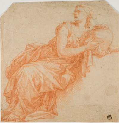 Draperet kvinde holder urne af Francois Verdier