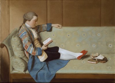 Portræt af en mand, der læser - John Farr, der læser Horaces odes (efter restaurering) af Francois Vispre