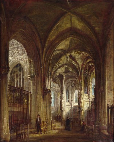 Interiør af kirken St. Pierre, Caen, 1861 af Francois d
