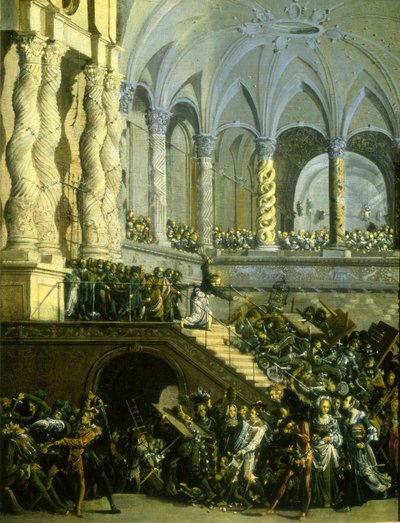 Kristus, der driver pengeudlånerne fra templet af Francois de Nome