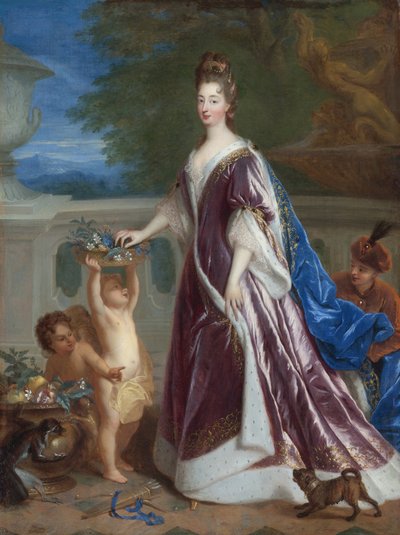 ""Portræt af Elisabeth-Charlotte (Elisabeth Charlotte) af Bayern eller Pfalz (1652-1722)"" (Elizabeth Charlotte, Prinsesse Pfalz) Maleri af Francois de Troy (1645-1730) Privatsamling fra det 17. århundrede af Francois de Troy